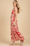 PINCH Ellie Floral and Geometric Print Tiered Maxi Dress