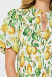 Amari Lemon Print Puff Sleeve Current Air Blouse
