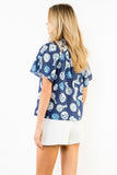 THML Joy High Collared Vase Print Top