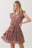 PINCH Sealy Paisley Print Ruffled Mini Dress