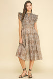 PINCH Daniela Floral Print Tiered Midi Dress