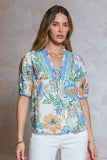 Wynn Puff Sleeve Floral Print Current Air Blouse