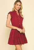 Reini Button Down Tiered Mini PINCH Dress