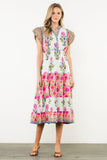 THML Maddie Flutter Sleeve Flower Maxi Dress