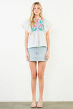 THML Adley Flutter Sleeve Embroidered Top