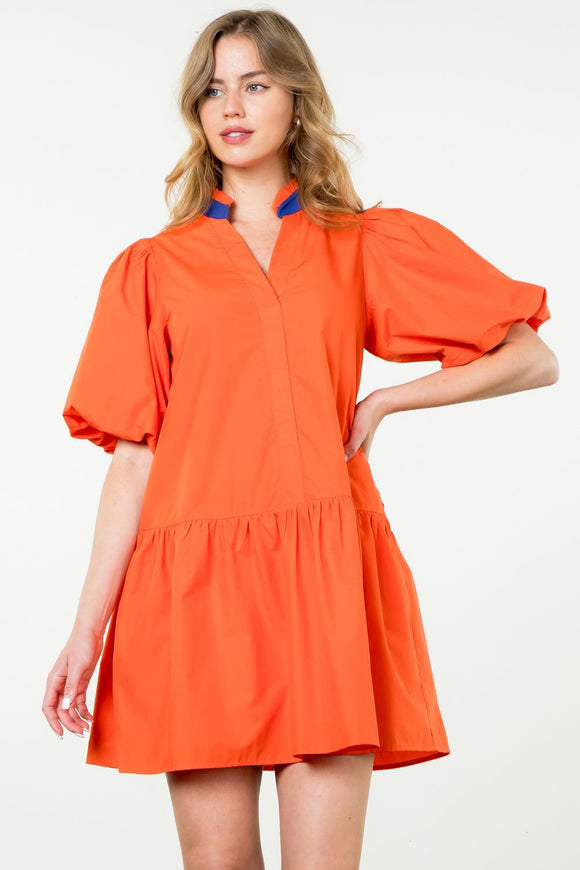 Farrah Puff Sleeve V Neck THML Dress-SALE