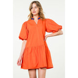 Farrah Puff Sleeve V Neck THML Dress-SALE