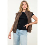 Twyla Striped Texture Zip Up THML Vest Jacket-SALE