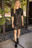 Daniela Braid Neck Double Pocket Leather VOY Dress