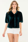 Myrna Puff Sleeve Velvet THML Top