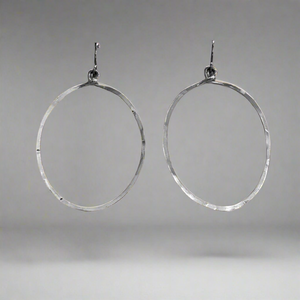 Bella Hammered Silver Circle Earrings