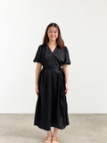 THML Rosalie Short Sleeve Silk Midi Dress