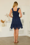 Nicole Scalloped Hem Eyelet Skies are Blue Dress