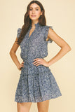PINCH Inez Paisley Print Ruffled Mini Dress