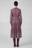 Kristen Long Sleeve with Waist Belt Tiered Current Air Dress