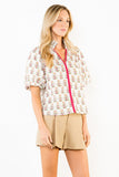 THML Nadine Puff Sleeve Flower Print Top