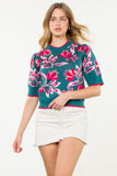 Rossana Floral Knit Short Sleeve THML Top