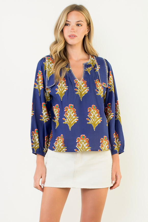 Amelia Long Sleeve Floral THML Top