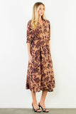 THML Abley Tie Waist Flower Print Midi Dress