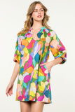 Glenda Puff Sleeve Multi Color THML Dress