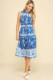 PINCH Kingsley Contrast Floral Print Midi Dress