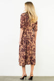 THML Abley Tie Waist Flower Print Midi Dress