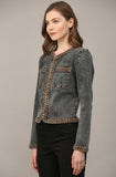 Sheri Braided Trim Washed Denim FATE Jacket