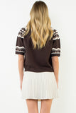 THML Soloane Short Sleeve Pattern Sweater Top