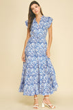PINCH Deven Mosaic Tile Print Tiered Maxi Dress
