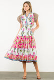 THML Maddie Flutter Sleeve Flower Maxi Dress