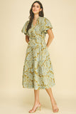 PINCH Anya Paisley Flutter Sleeve Midi Dress