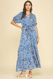 PINCH Harper Damask Print Tiered Maxi Dress