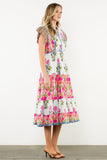 THML Maddie Flutter Sleeve Flower Maxi Dress