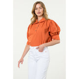 Tori Short Sleeve CollaredTHML Top