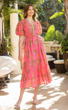 Natalia Puff Sleeve Flower Print Maxi THML Dress