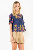 THML Louisa Short Sleeve Embroidery Detail Top
