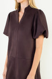 THML Hope Puff Sleeve Short Solid Dress