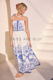 Nora Sleeveless Border Print Maxi Skies are Blue Dress