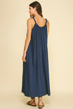 PINCH Sadie Solid Maxi Dress with Ball Trim Neckline