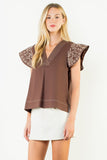 THML Geneva V Neck With Stitching on Sleeve Top