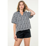 Rosalie Puff Sleeve Print THML Top-SALE