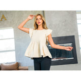 Liora Suede Flutter Sleeve THML Top