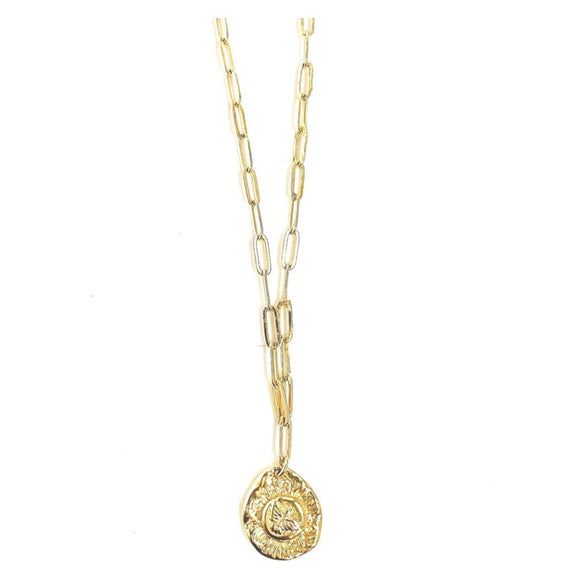 Ablita Gold Coin Paperclip Chain Link Necklace