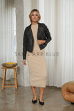 Lucia Distressed Moto Cropped Skies are Blue Jacket