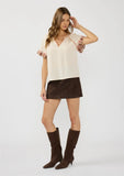 Lovestitch Wynn Embroidered Flutter Sleeve Top