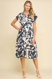 Marissa Navy Print Tiered Midi PINCH Dress