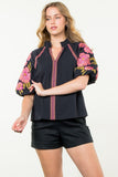 Roberta Embroidered Puff Sleeve THML Top