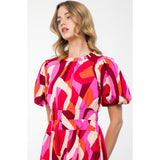 Brooke Puff Sleeve Multi Color Maxi THML Dress