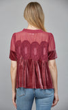 Marjorie Lace Detail Velvet Babydoll FATE Top