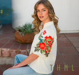 Hayden Embroidered Puff Sleeve THML Top